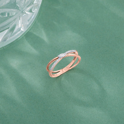 Cross Link Cocktail Rose Gold Diamond Ring
