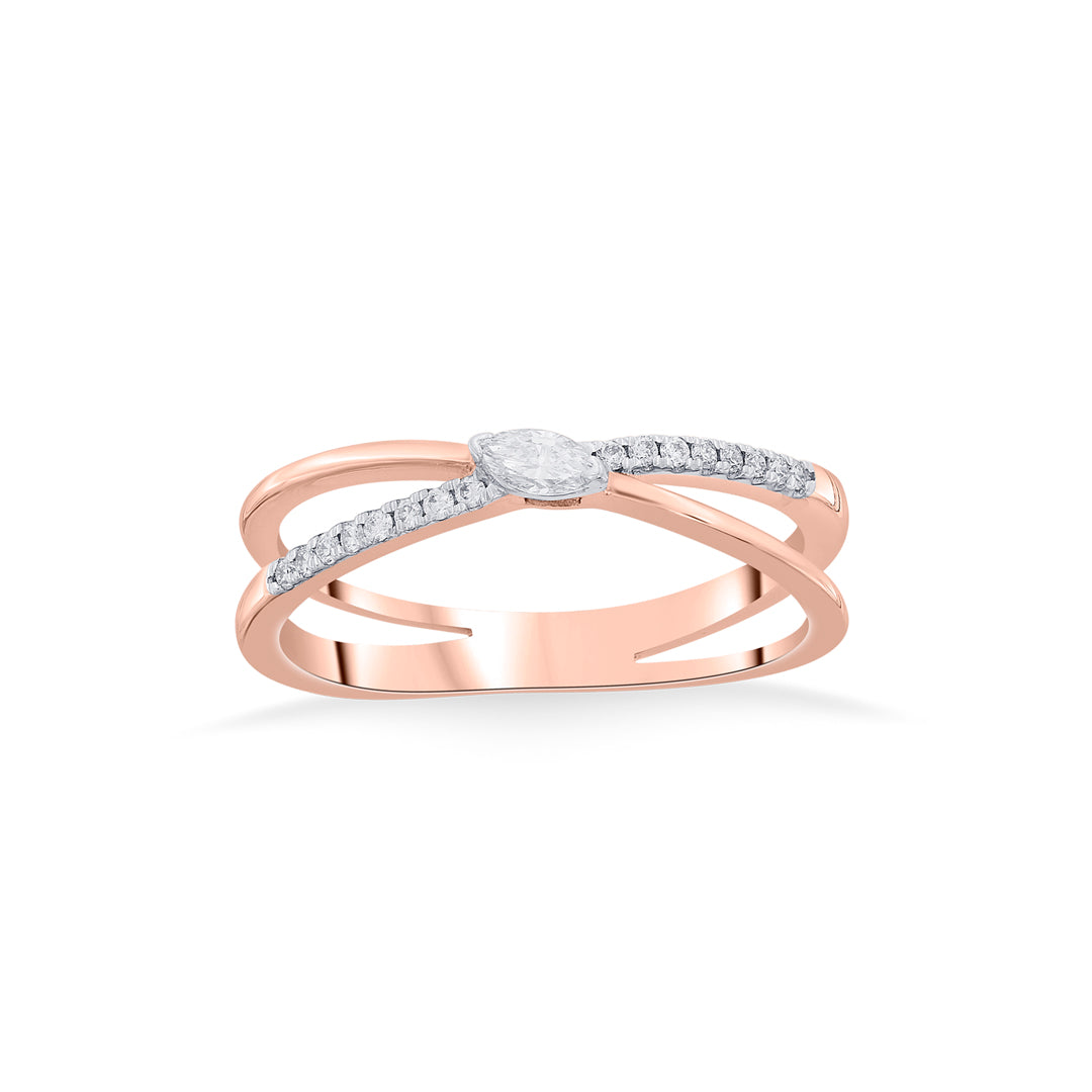 cross link cocktail rose gold diamond rings