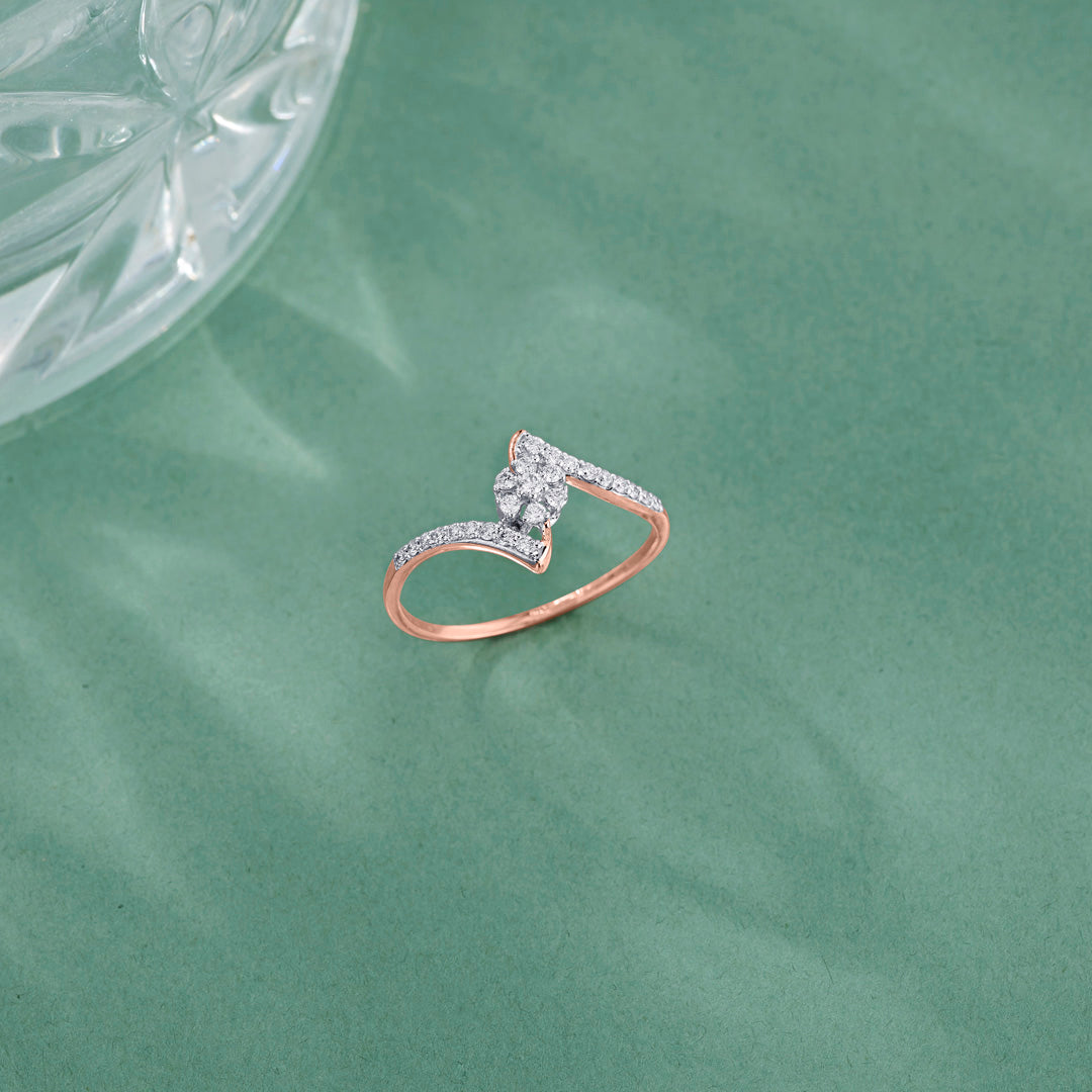 Studded Warp Cocktail Rose Gold Diamond Ring