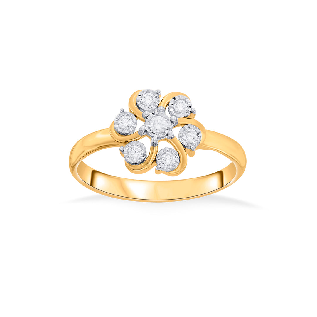 floral flow fashion yellow gold diamond rings