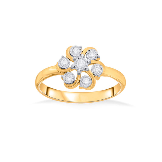 Floral Flow Fashion Yellow Gold Diamond Rings