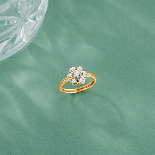 Floral Flow Fashion Yellow Gold Diamond Ring