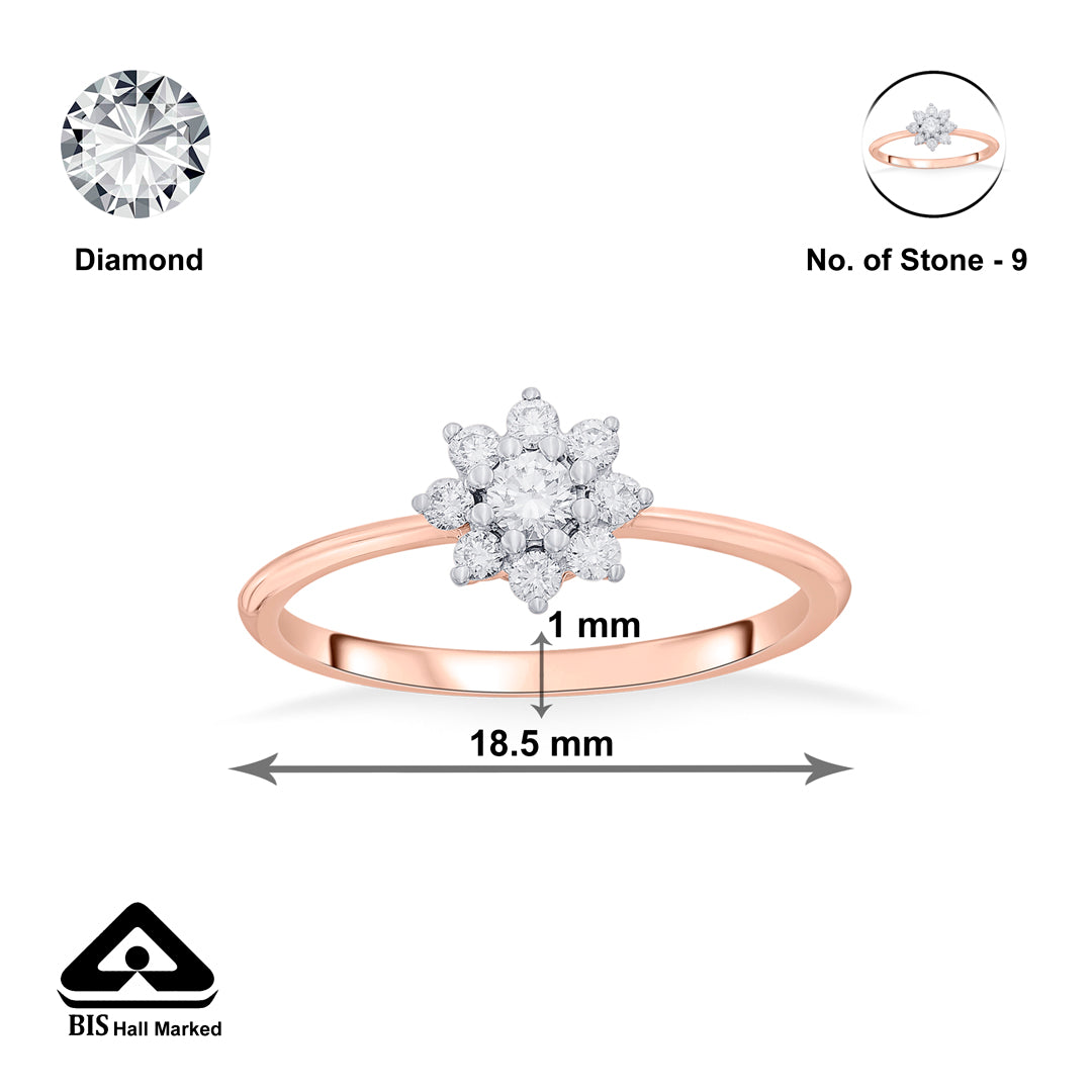 star studded casual rose gold diamond ring