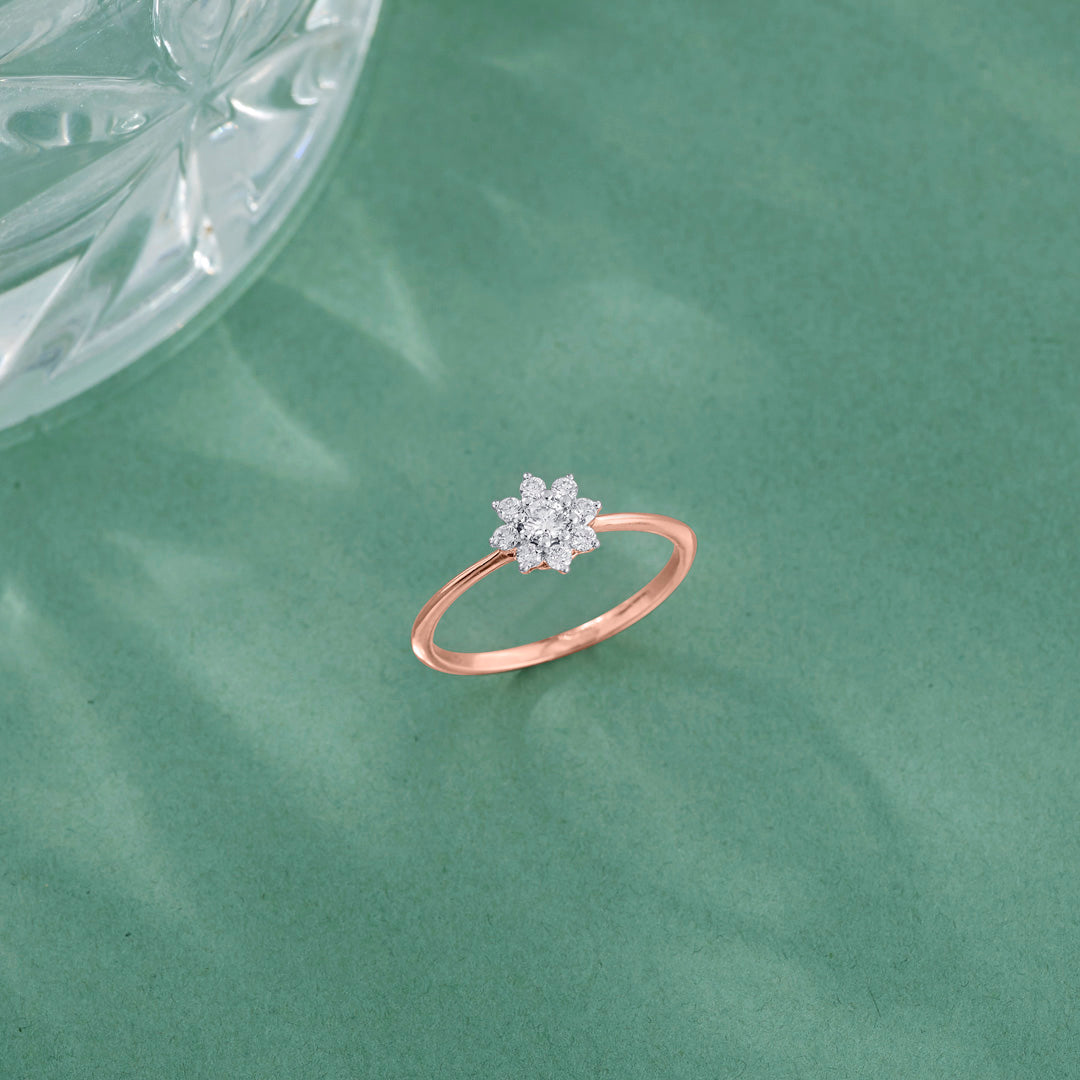star studded casual rose gold diamond ring