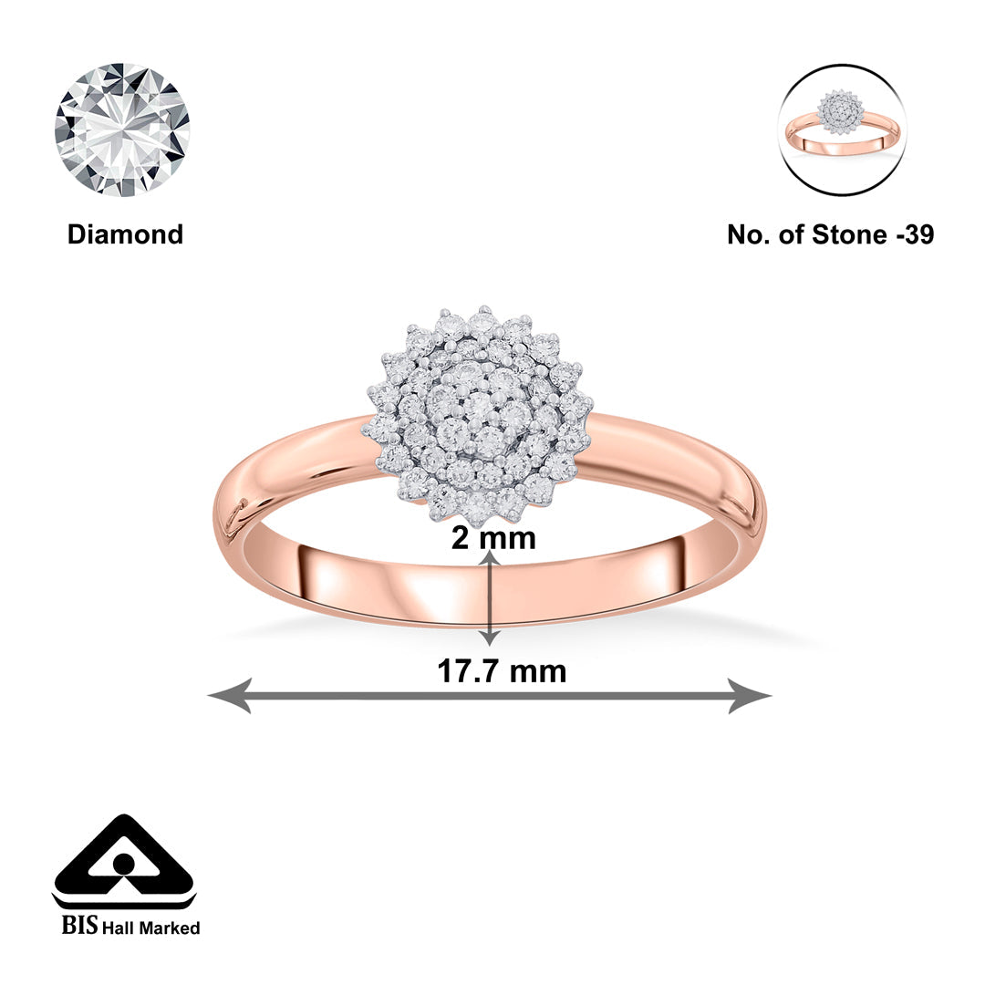 bright studded fashion rose gold diamond ring