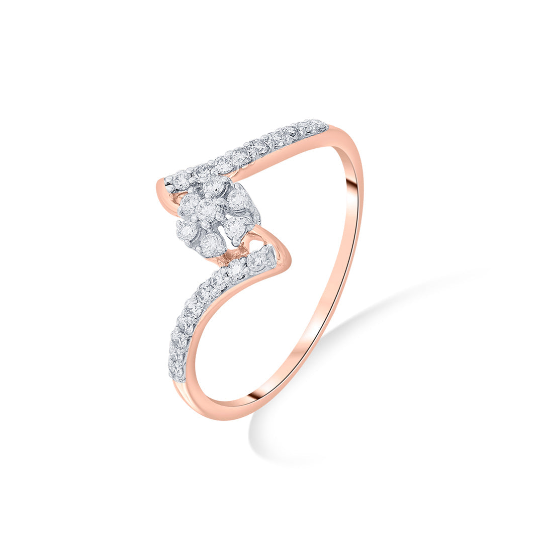 floral swirl cocktail rose gold diamond ring