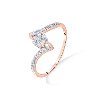 Floral Swirl Cocktail Rose Gold Diamond Ring