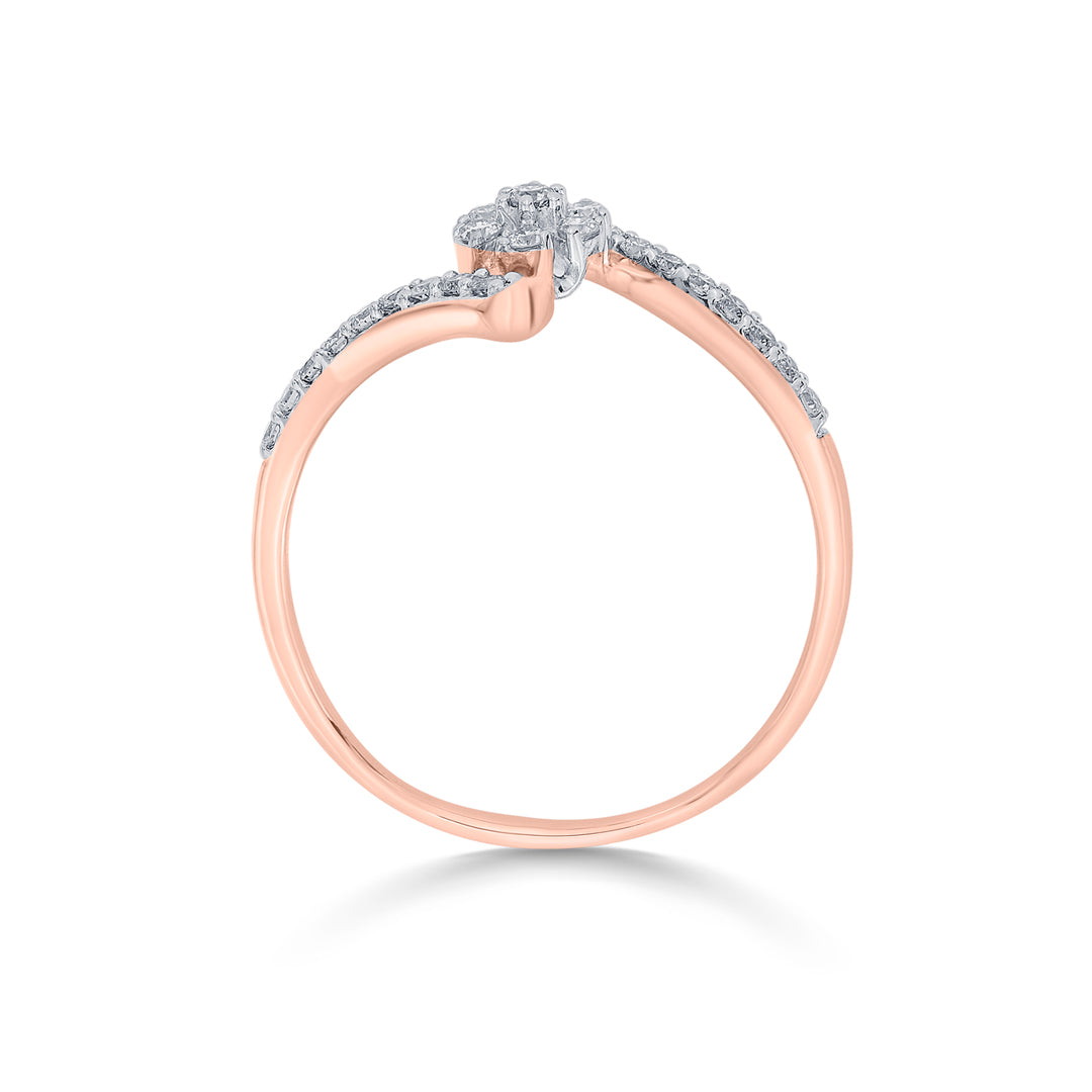floral swirl cocktail rose gold diamond ring