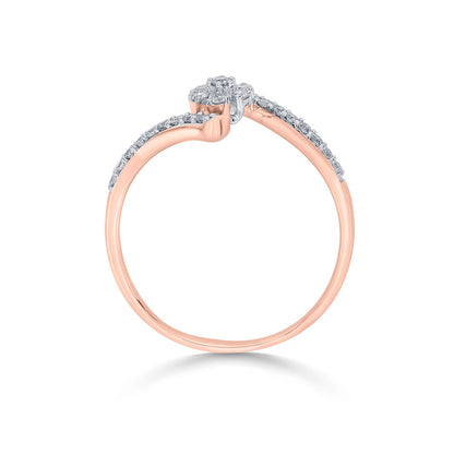 Floral Swirl Cocktail Rose Gold Diamond Ring