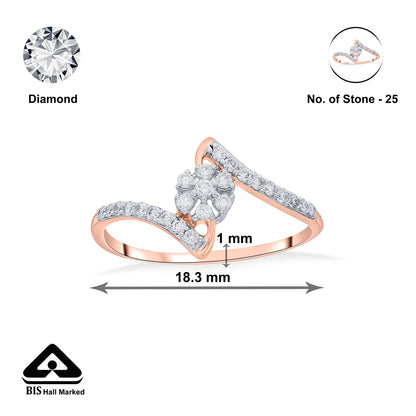 Floral Swirl Cocktail Rose Gold Diamond Ring