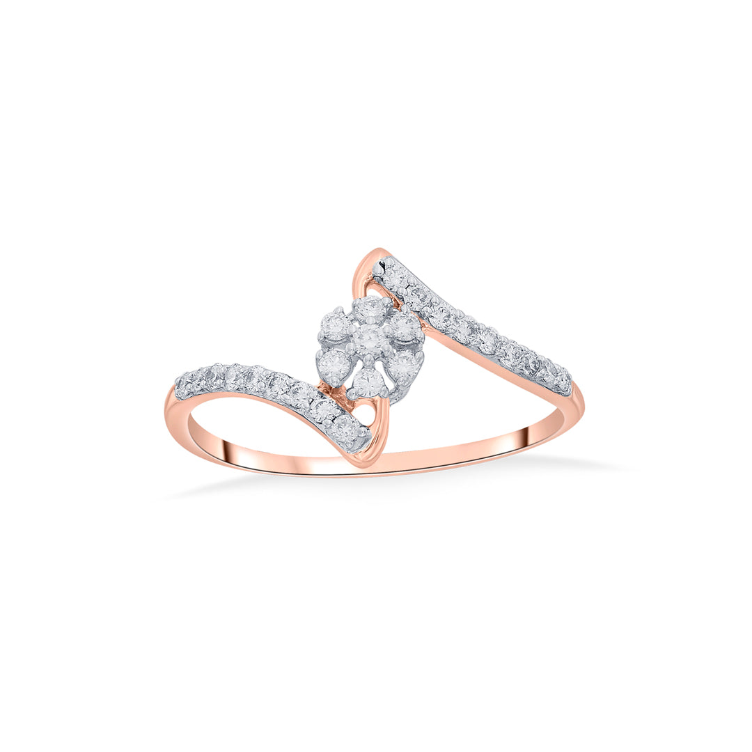 floral swirl cocktail rose gold diamond rings