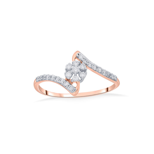 Floral Swirl Cocktail Rose Gold Diamond Rings