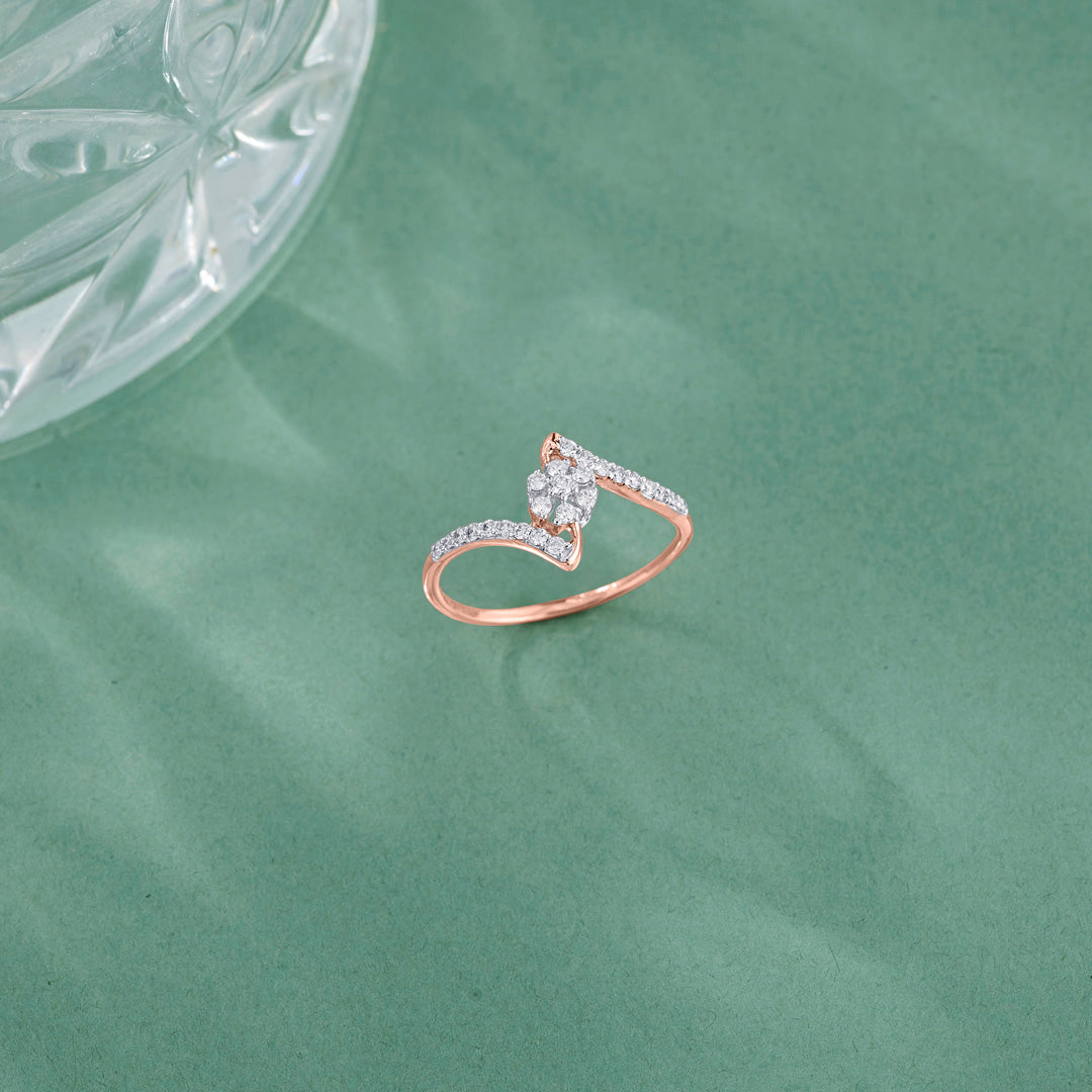 Floral Swirl Cocktail Rose Gold Diamond Ring