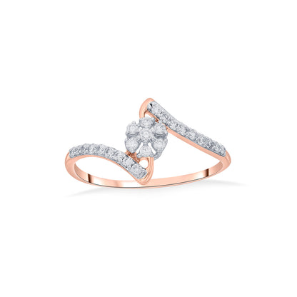 Floral Swirl Cocktail Rose Gold Diamond Ring