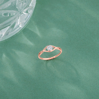 Bright Eye Casual Rose Gold Diamond Ring