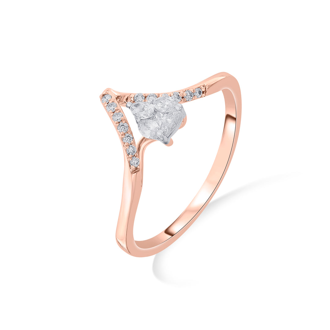 apex glint cocktail rose gold diamond ring