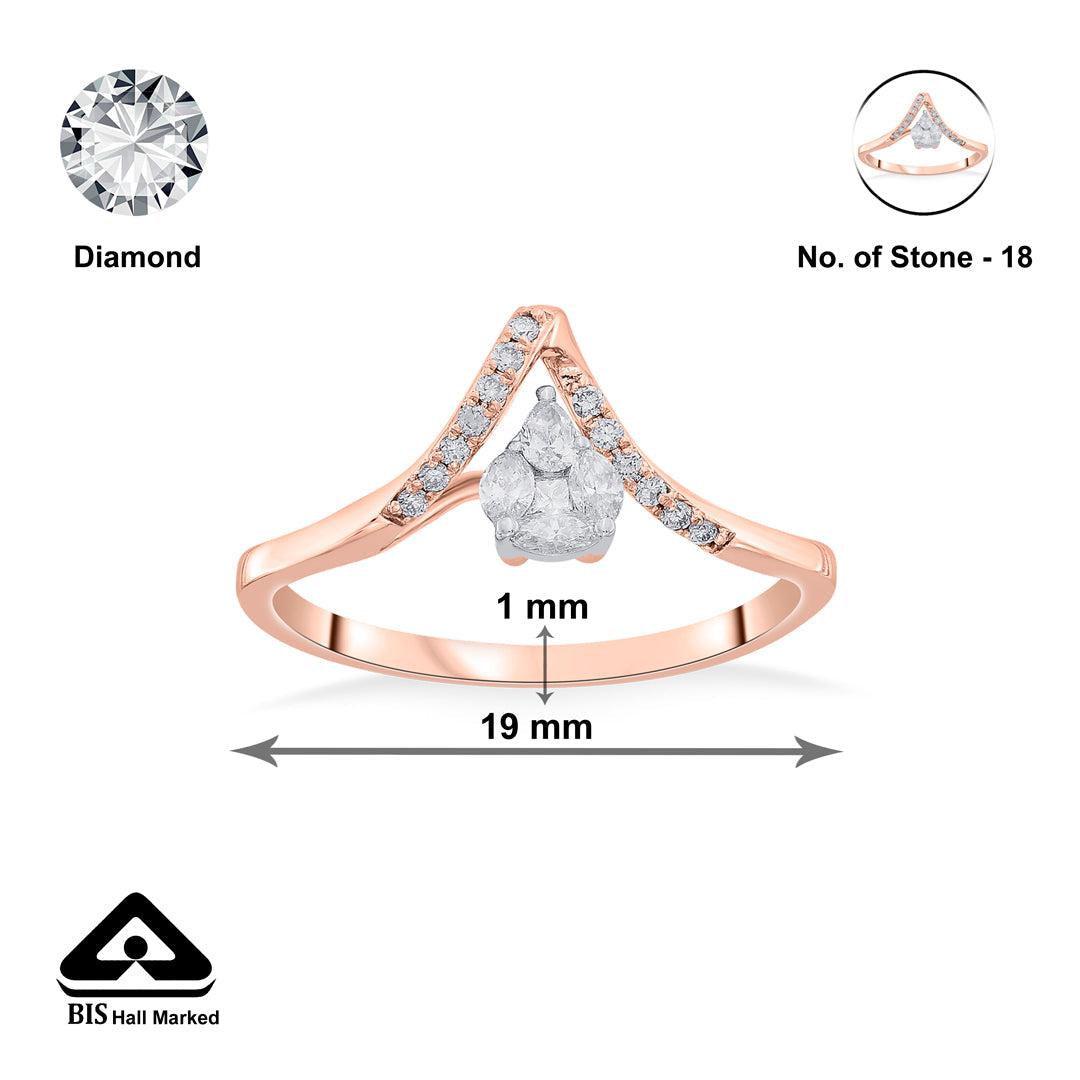 apex glint cocktail rose gold diamond ring