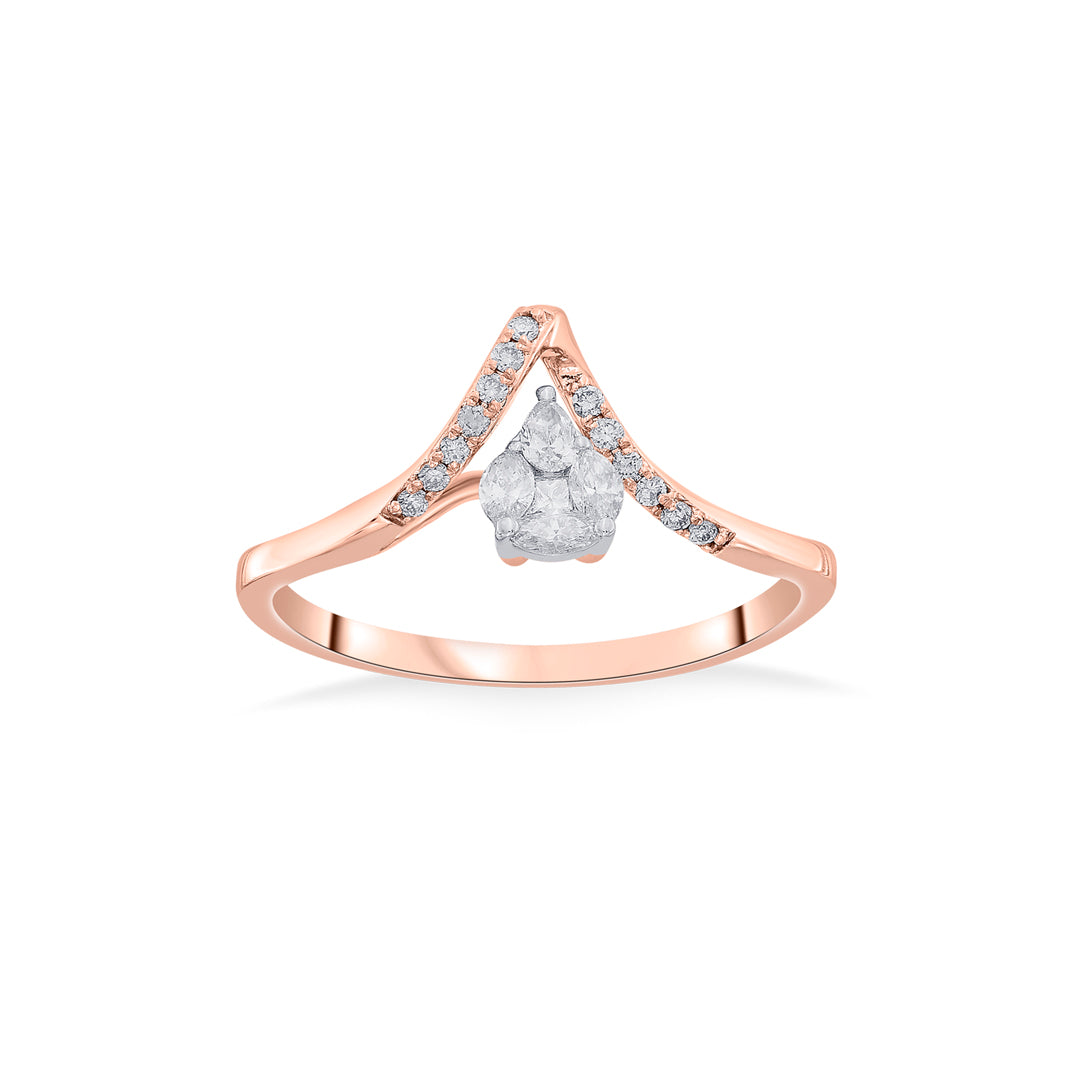 apex glint cocktail rose gold diamond ring