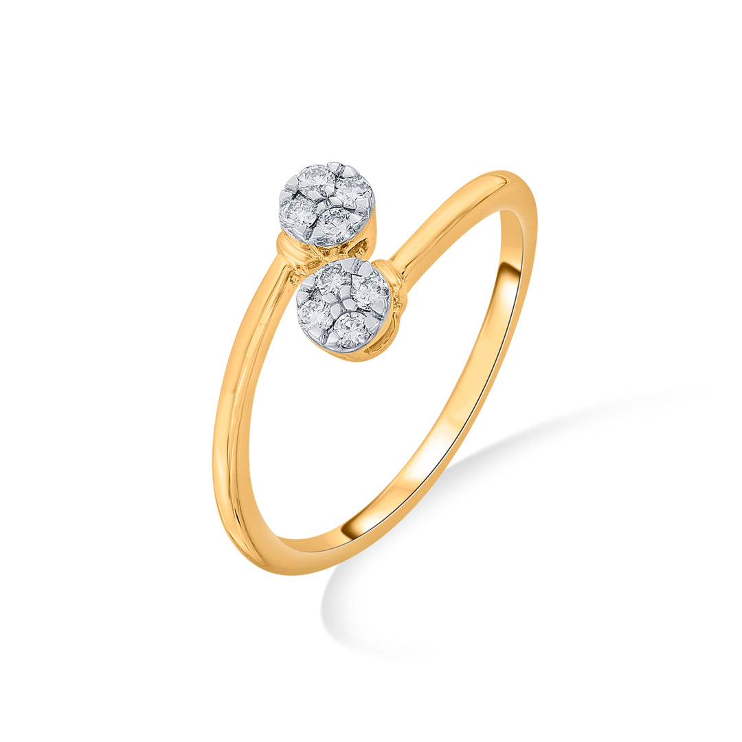 twin stones casual yellow gold diamond ring