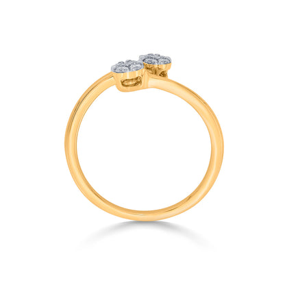 Twin Stones Casual Yellow Gold Diamond Ring