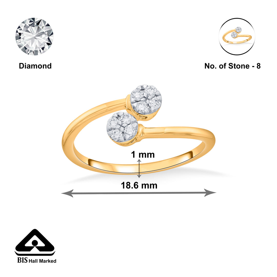 twin stones casual yellow gold diamond ring