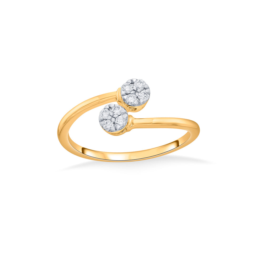 twin stones casual yellow gold diamond rings