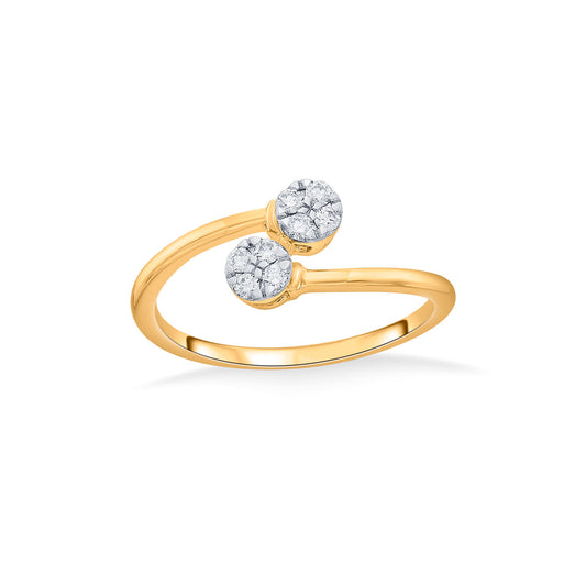 Twin Stones Casual Yellow Gold Diamond Rings