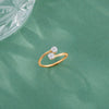 Twin Stones Casual Yellow Gold Diamond Ring