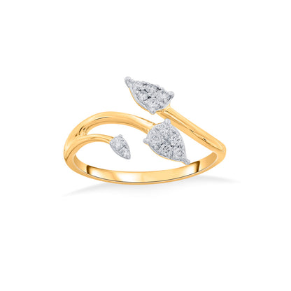 TriPetal Glow Cocktail Yellow Gold Diamond Ring