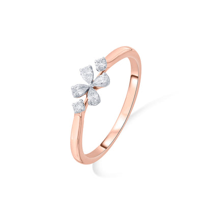Clover Glow Casual Rose Gold Diamond Ring