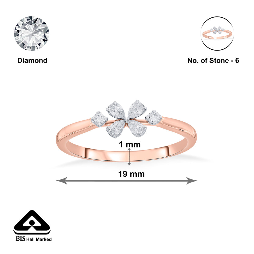 clover glow casual rose gold diamond ring