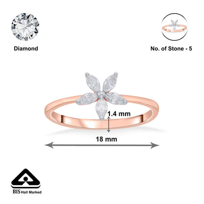 Delicate Abloom Casual Rose Gold Diamond Ring
