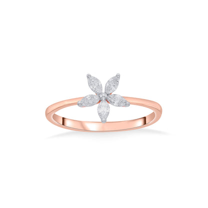 Delicate Abloom Casual Rose Gold Diamond Ring