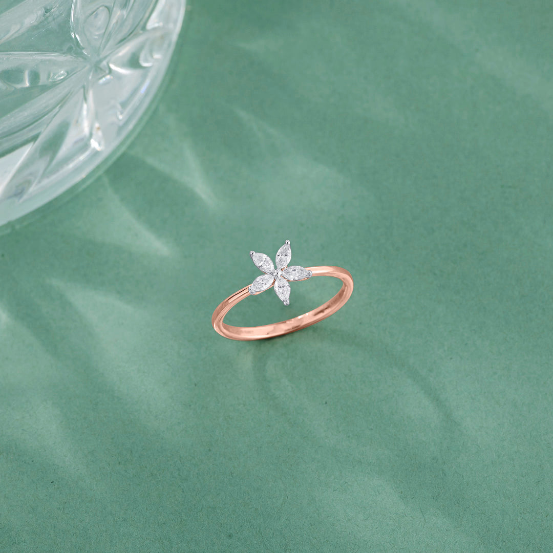 Delicate Abloom Casual Rose Gold Diamond Ring