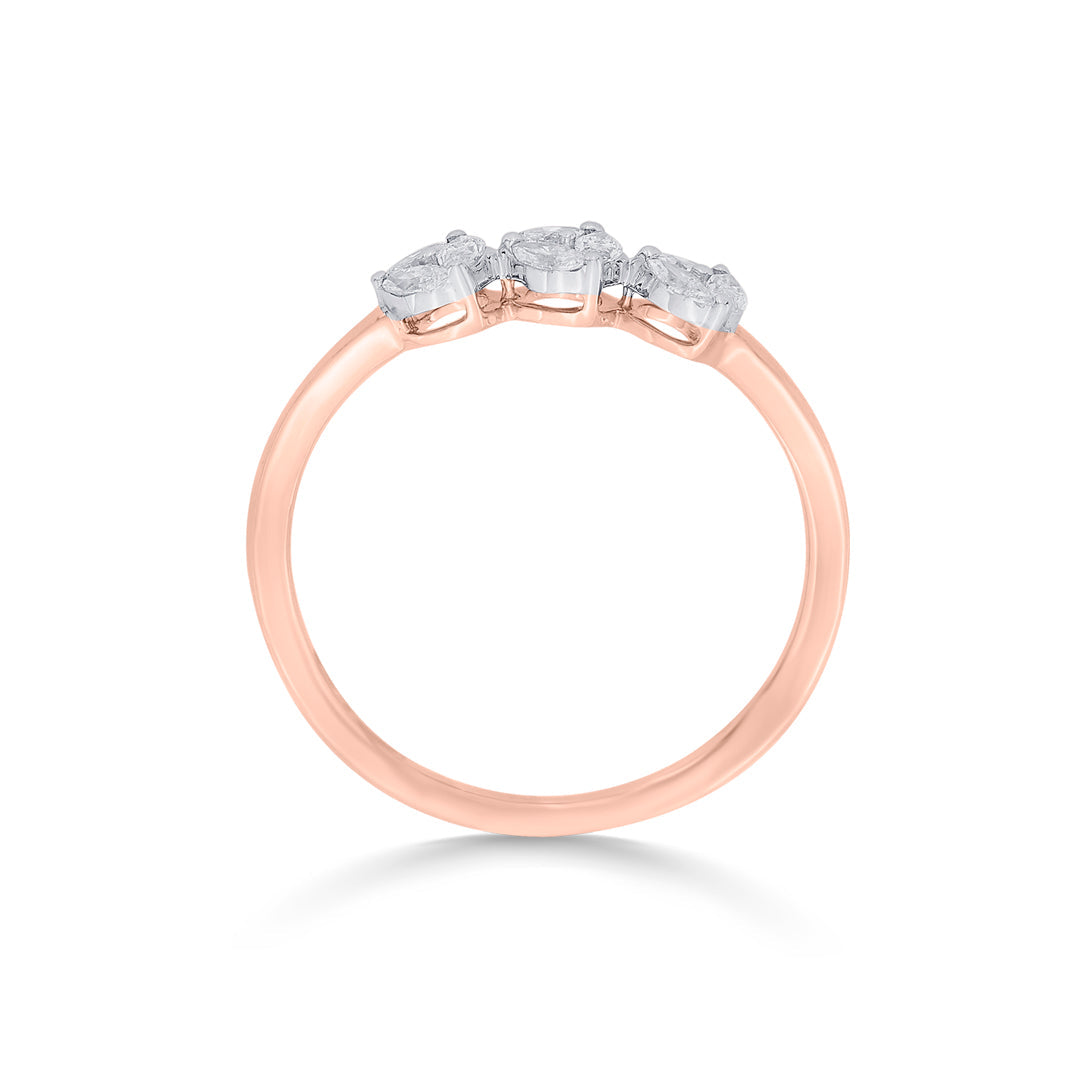 tristone grace casual rose gold diamond ring
