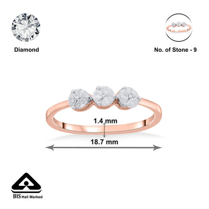 TriStone Grace Casual Rose Gold Diamond Ring