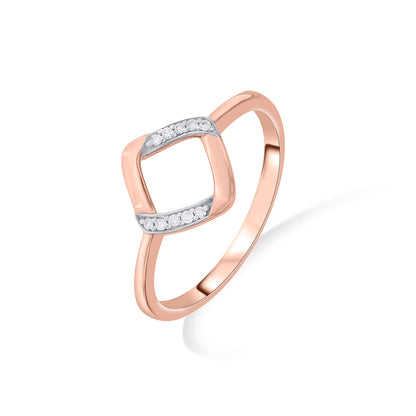 Square Tilt Fashion Rose Gold Diamond Ring
