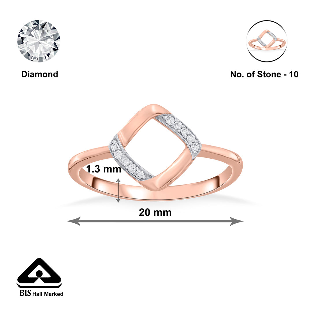 square tilt fashion rose gold diamond ring
