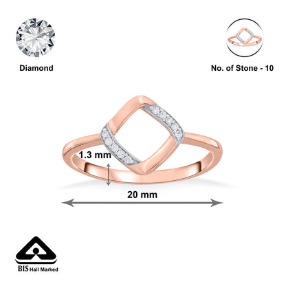 Square Tilt Fashion Rose Gold Diamond Ring