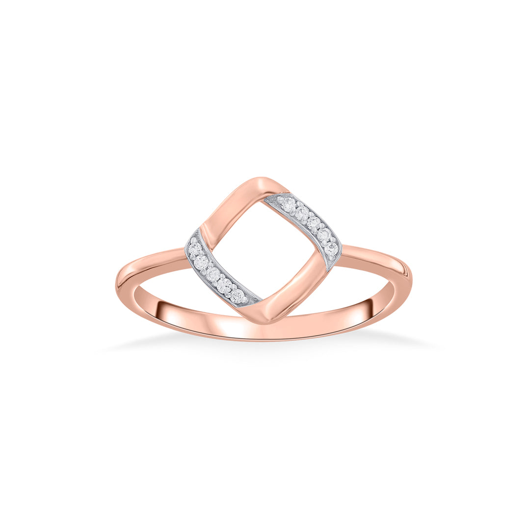 square tilt fashion rose gold diamond rings