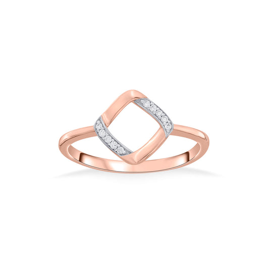 Square Tilt Fashion Rose Gold Diamond Rings