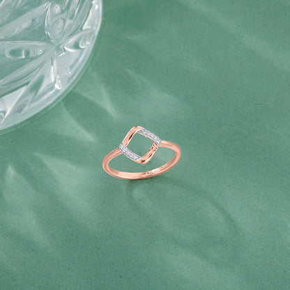 Square Tilt Fashion Rose Gold Diamond Ring