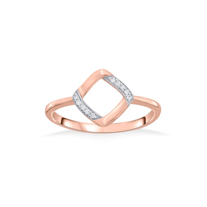 Square Tilt Fashion Rose Gold Diamond Ring
