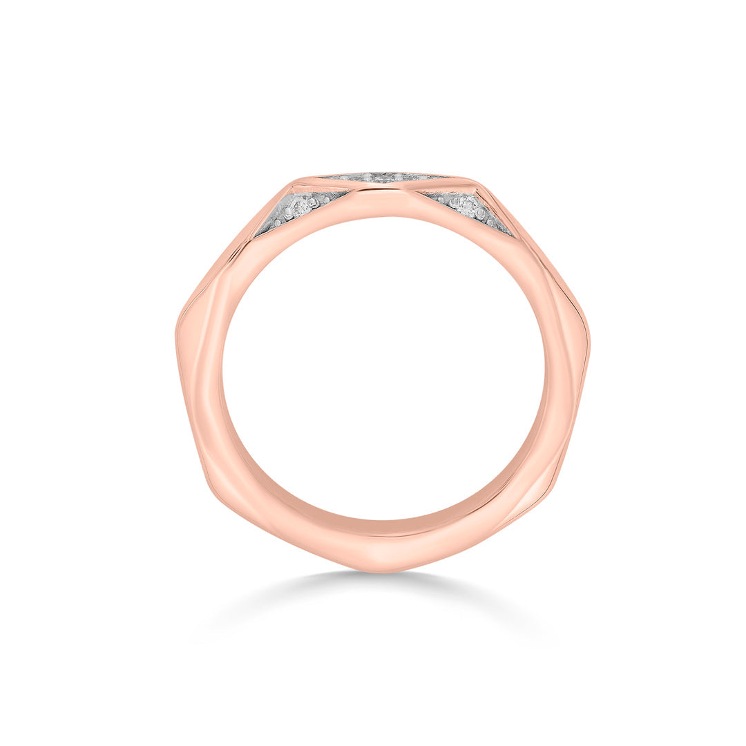 bright edge fashion rose gold diamond ring