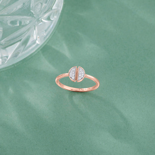 Split Stone Casual Rose Gold Diamond Ring