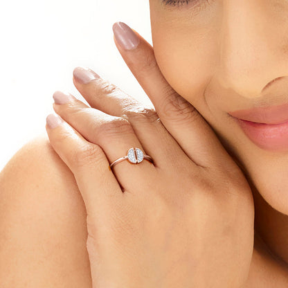 Split Stone Casual Rose Gold Diamond Ring