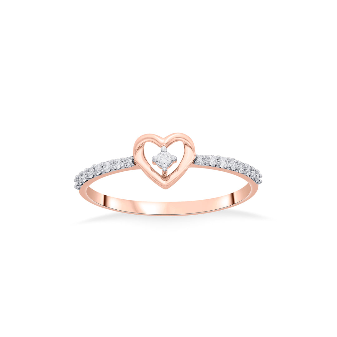 heart core casual rose gold diamond rings