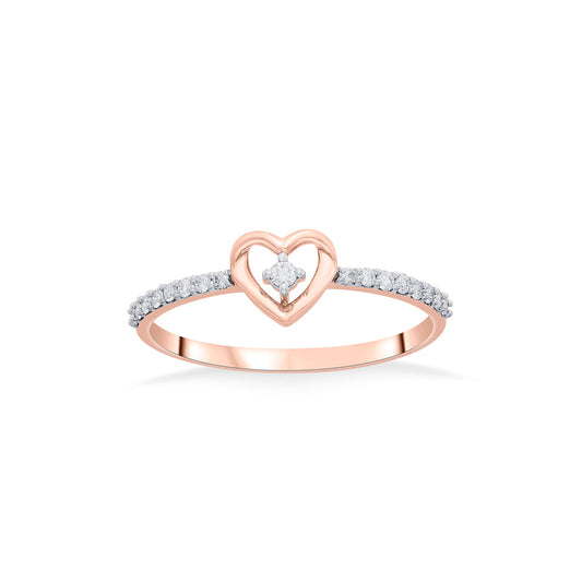 Heart Core Casual Rose Gold Diamond Rings