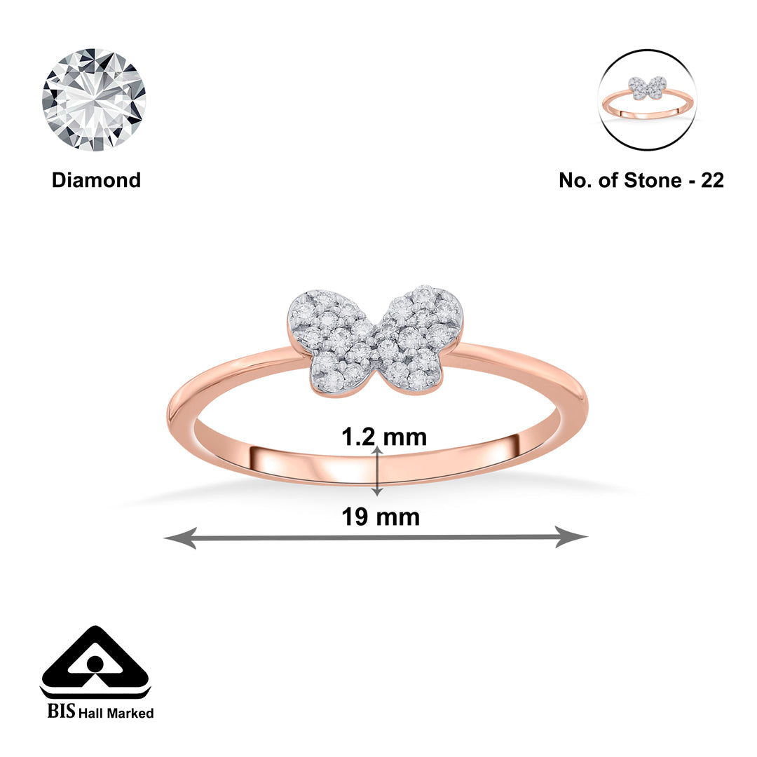 glowing butterfly fashion rose gold diamond ring