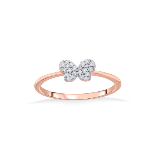 Glowing Butterfly Fashion Rose Gold Diamond Rings